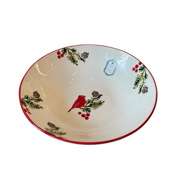 PAPART SERAMIK Red Cardinal Serving Bowl 12in Handcrafted in Turkey NEW - Picture 2 of 13